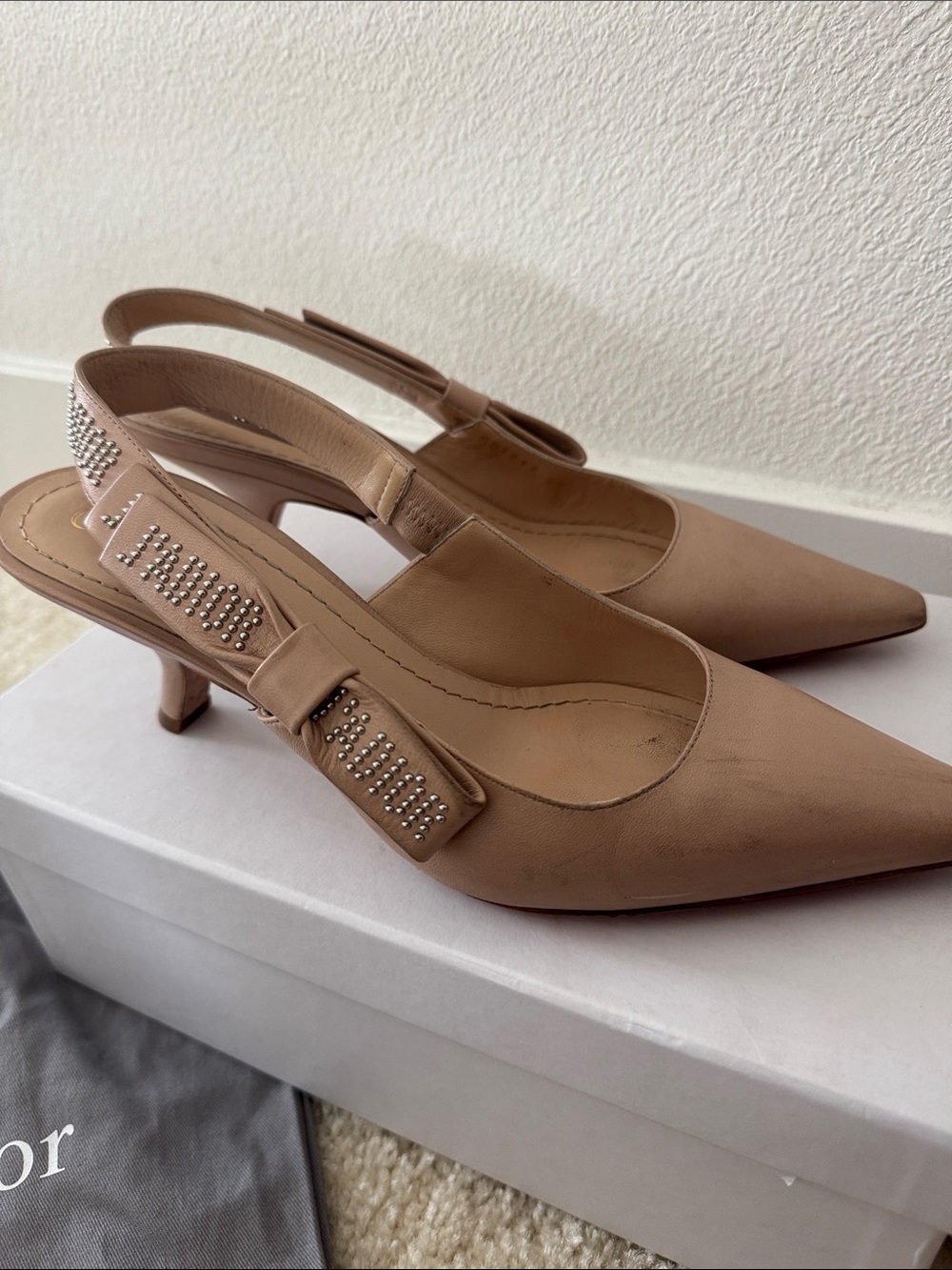Authentic Dior J’ADIOR Nude Slingback Pointed-Toe Pumps - Picture 4 of 12